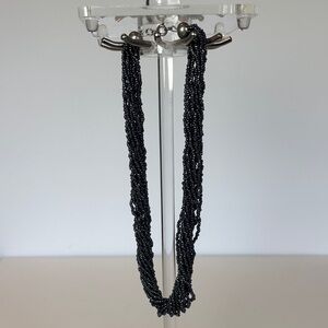 Chunky Gray / Black Seed Bead Multi-Strand 16” Necklace
